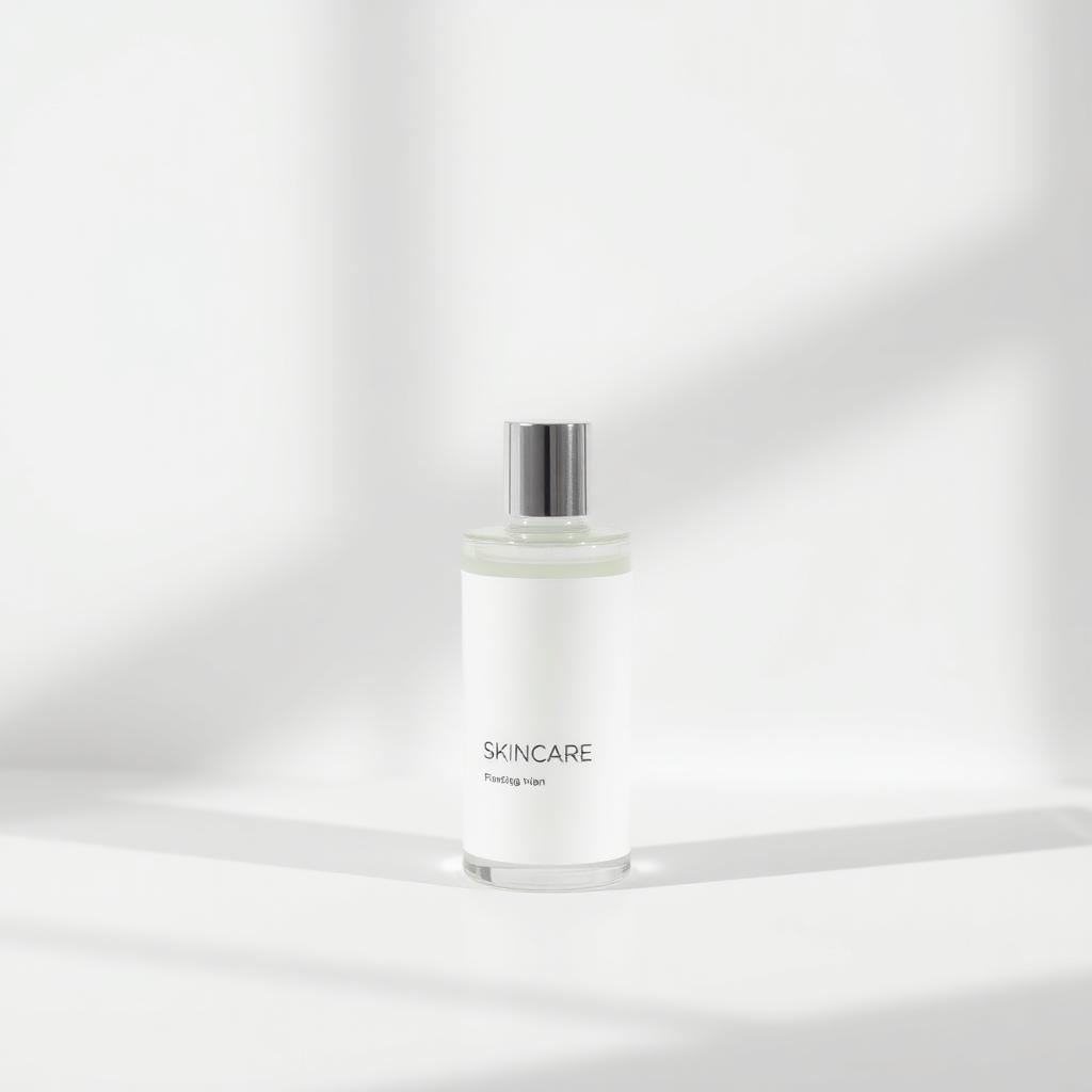 Packshot d'une bouteille de soin sur fond blanc