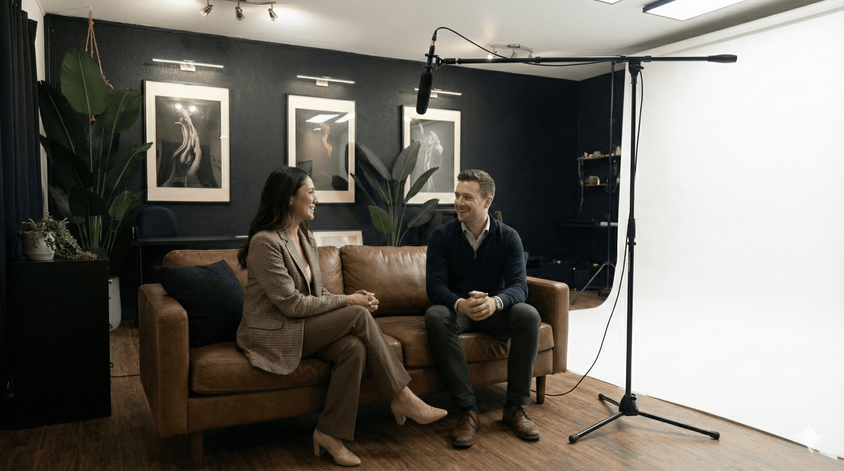 Setup d'interview et podcast au studio