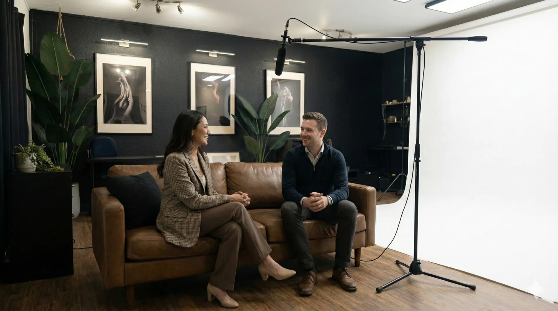 Setup d'interview et podcast au studio